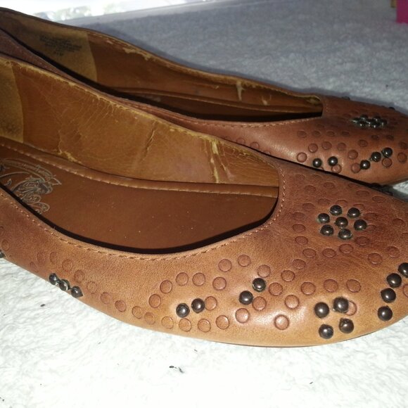 Brown Nine West Leather Ballet Flats Worn - Picture 4 of 11